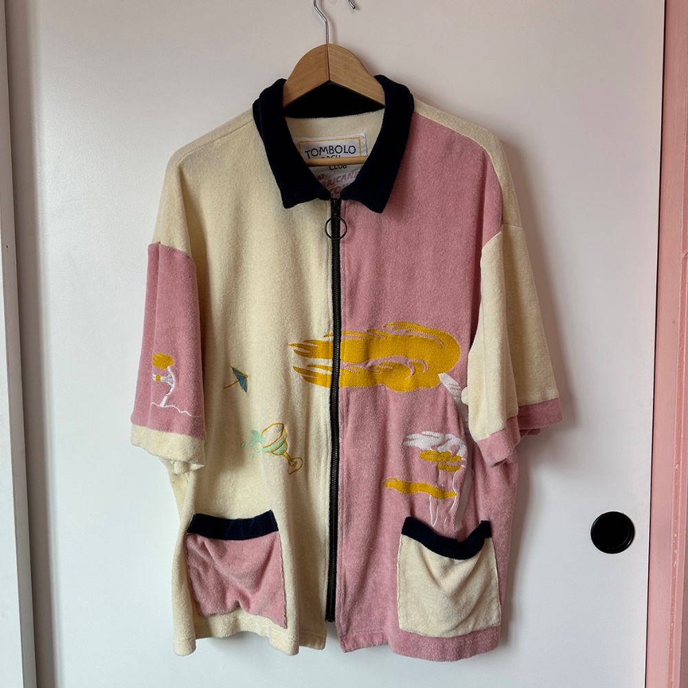 Pink and Cream Men's Shirt